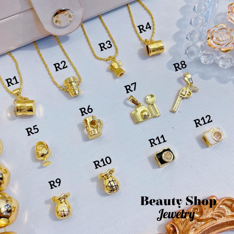 #R Cadena con  Dijes Figura Oro Chino (11&ajustable) (solo.dije1.4$)