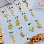 #R Cadena con  Dijes Figura Oro Chino (11&ajustable) (solo.dije1.4$)