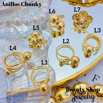 #L Anillos Tipo Chunky Oro Chino 9.50&