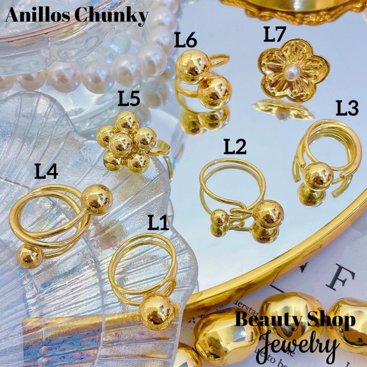 #L Anillos Tipo Chunky Oro Chino 9.50&