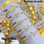pulsera balin con dije oro chino 18k