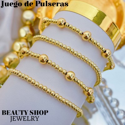 juego pulsera balin oro chino