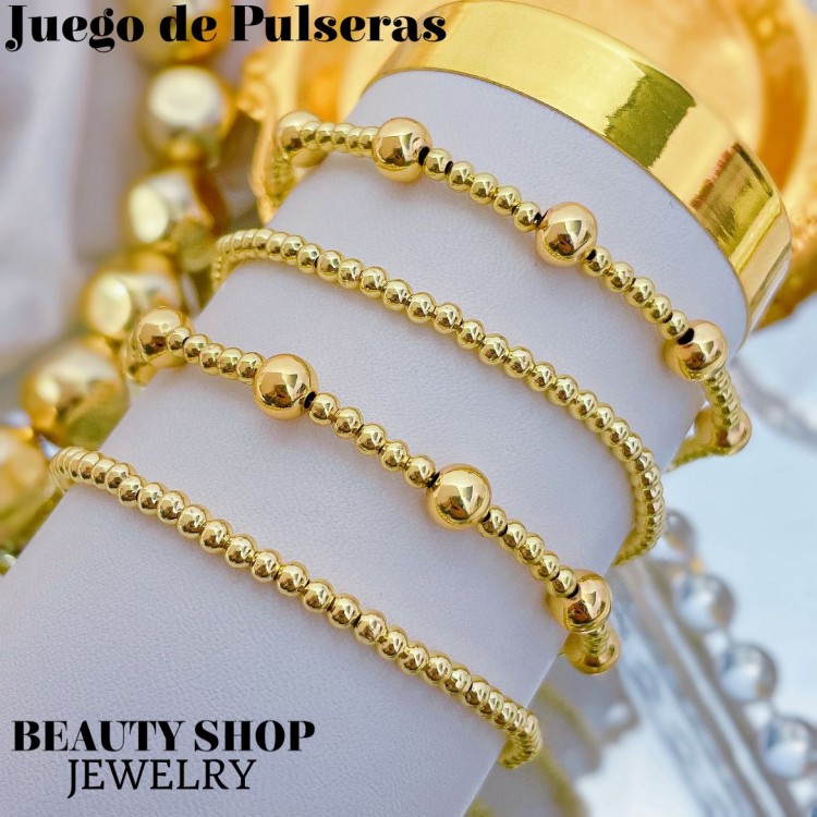 juego pulsera balin oro chino