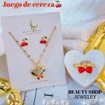 juego cereza con anillo oro chino 24&