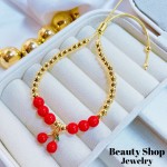 pulsera balin ajustable con dije cereza 13.5&
