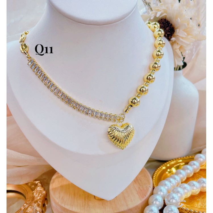 #Q cadena pedreria con dije corazon