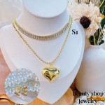 #s juego cadena doble con dije corazon