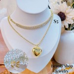 #s juego cadena doble con dije corazon