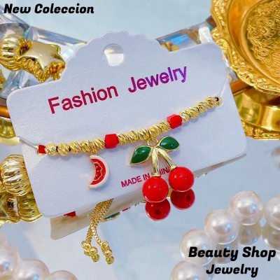 pulsera balin raya con dije cereza