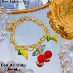 pulsera eslabon con dije cereza 