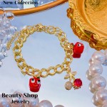 pulsera eslabon con dije cereza 