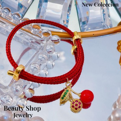 pulsera ajustable con dije cereza