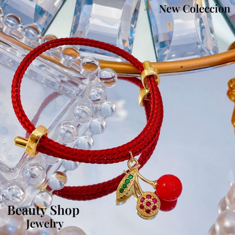 pulsera ajustable con dije cereza