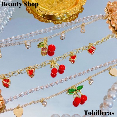 tobillera con dije cereza