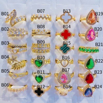 #B Anillos lujo ajustable Baño oro 18k  （&10）
