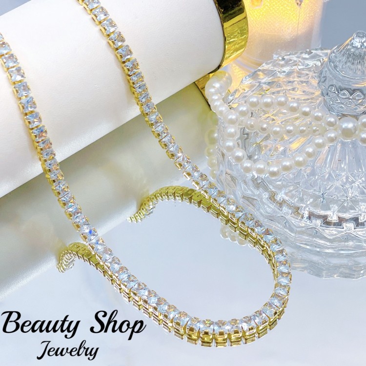 choker de Pedreria lujo oro chino 16&