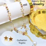 juego corbatin perla oro chino 13.5&