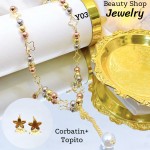 juego corbatin perla oro chino 13.5&