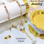 juego corbatin perla oro chino 13.5&