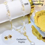 juego corbatin perla oro chino 13.5&