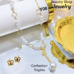 juego corbatin perla oro chino 13.5&