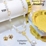 juego corbatin perla oro chino 13.5&