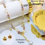 juego corbatin perla oro chino 13.5&