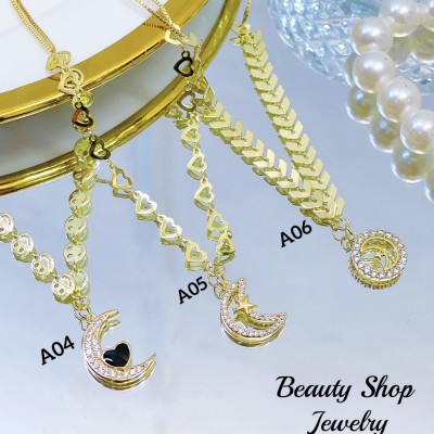 Cadena figura con tije circón Oro chino (&10.5）