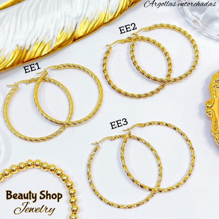 #EE Argolla entorchada grande acero & (&3.6）