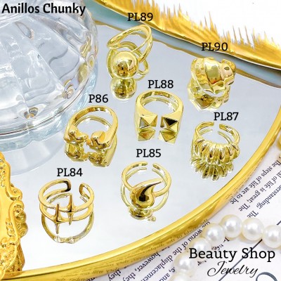 #0#L Anillos Tipo Chunky Oro Chino &6