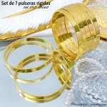 Set de 7 pulseras rígidas en oro chino