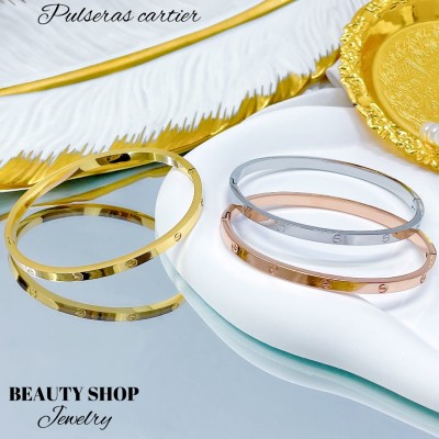pulsera cartier fina lisa y con piedra 13&(2.06*)