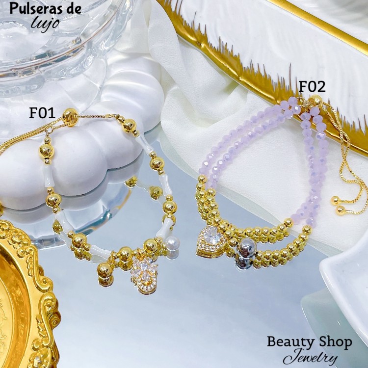 #2 #FF Pulsera balin con dije oro chino 17.50&(2.97*)