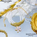#Bf pulsera triple con dije de flor 14&(2.48*) #Bf pulsera triple con dije de flor 14&(2.48*)