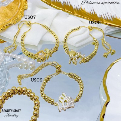 pulsera balin con dije oro chino 18k 