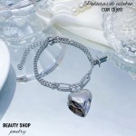 pulsera eslabon con dije corazon 