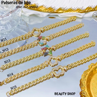 Pulsera lujo circón baño gold Field18k
