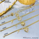pulsera eslabon con doble dije oro chino