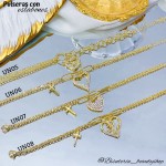 pulsera eslabon con doble dije oro chino