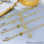 pulsera eslabon con doble dije oro chino