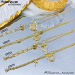 pulsera eslabon con doble dije oro chino