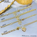 pulsera eslabon con doble dije oro chino