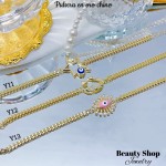 #Y Pulsera con tije  baño gold Field 18k