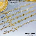 pulsera oro chino eslabon dije con balin pulsera oro chino eslabon dije con balin