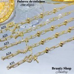 pulsera oro chino eslabon dije con balin pulsera oro chino eslabon dije con balin