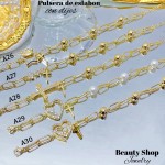 pulsera oro chino eslabon dije con balin pulsera oro chino eslabon dije con balin
