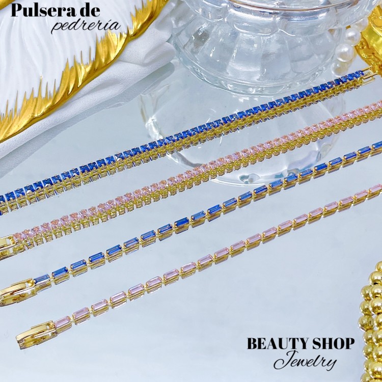 pulsera broche oro chino con piedras