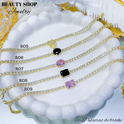 Pulsera elegante con Piedra Oro Chino 