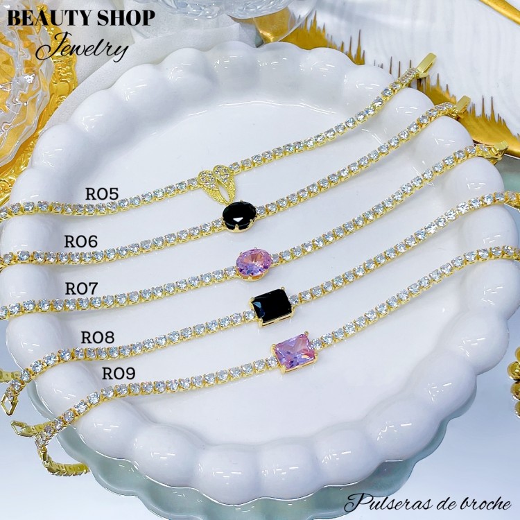 Pulsera elegante con Piedra Oro Chino 