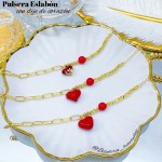 pulsera eslabon con dije corazon rojo pulsera eslabon con dije corazon rojo